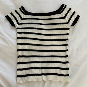 L.A Hearts ribbed black and white striped crop top